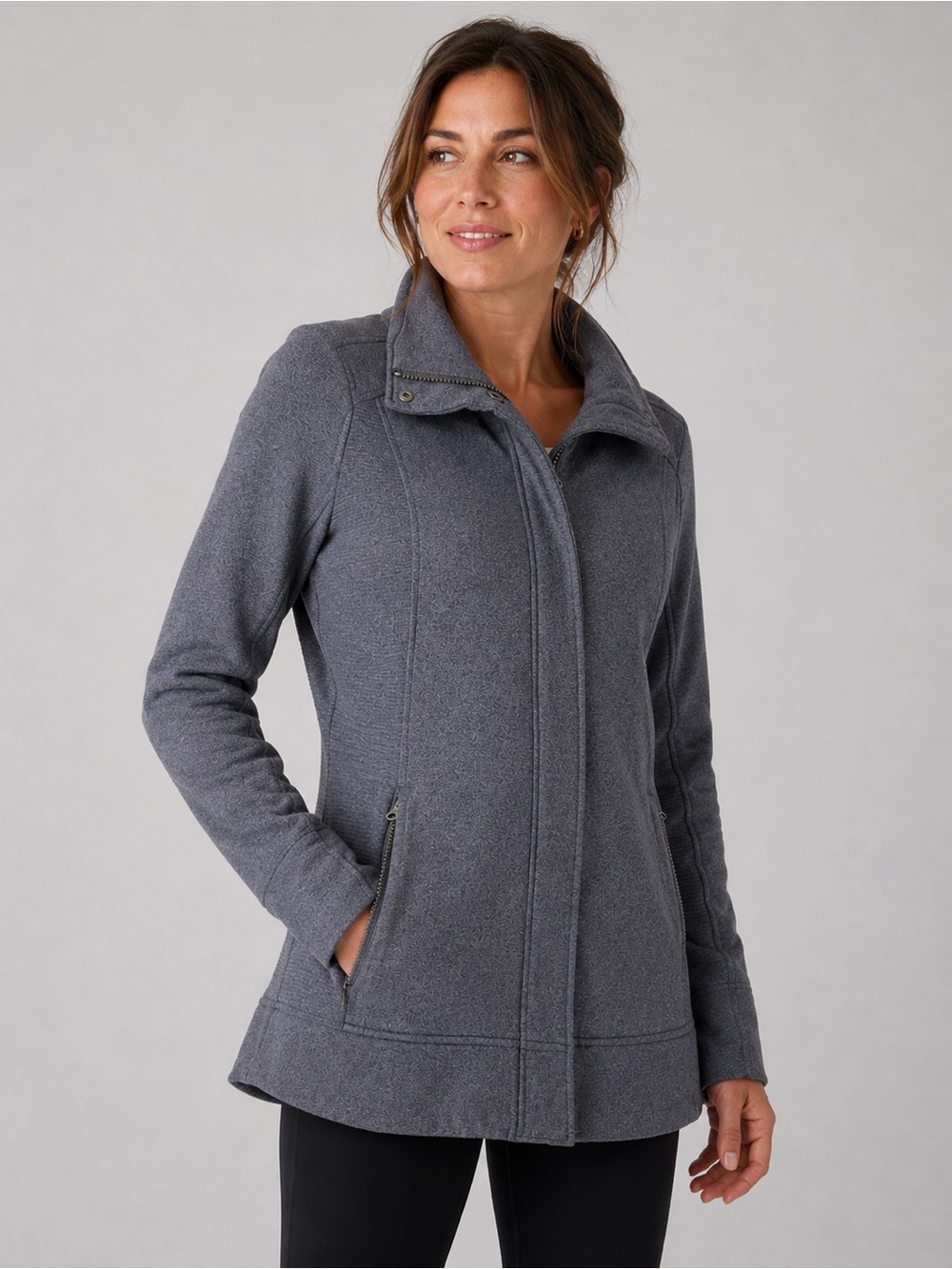 Athleta Gray Zip Front Performance Jacket - Small